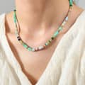 Handmade Beaded Stainless Steel Beads Necklace 18K Natural Stone 5