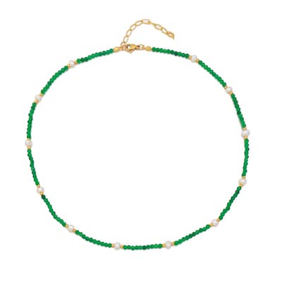 Natural Freshwater Pearl Necklace Crystal Waterproof Stainless Steel PVD Coated Beads detail 1