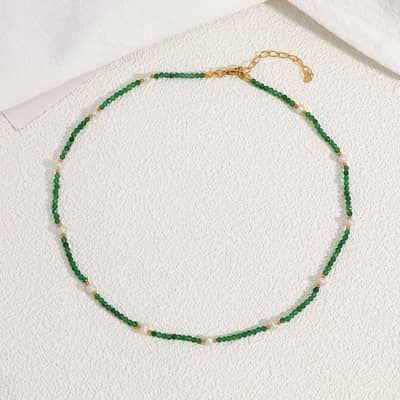 Natural Freshwater Pearl Necklace Crystal Waterproof Stainless Steel PVD Coated Beads detail 2