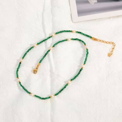 Natural Freshwater Pearl Necklace Crystal Waterproof Stainless Steel PVD Coated Beads detail 3