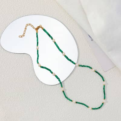 Natural Freshwater Pearl Necklace Crystal Waterproof Stainless Steel PVD Coated Beads detail 4