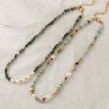 Freshwater Pearl Waterproof Stainless Steel 18K Gold Plated Natural Stone Bead Necklace 4