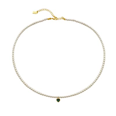 Elegant Love Pendant Pearl Necklace Love Zircon Pearl detail 1