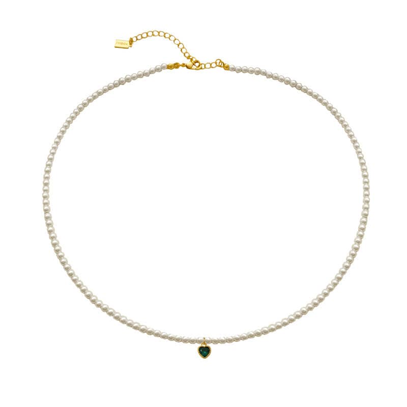 Elegant Love Pendant Pearl Necklace Love Zircon Pearl - main