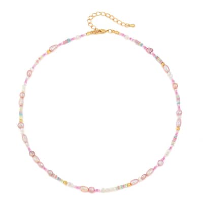 Natural Freshwater Pearl Necklace Crystal Bead detail 5