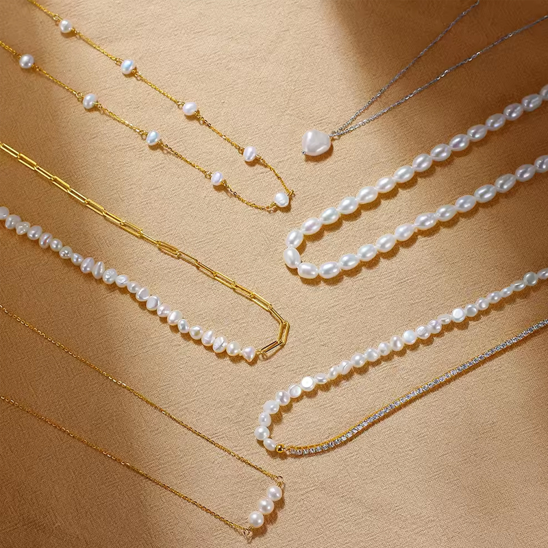 Irregular pearl collar chain necklace