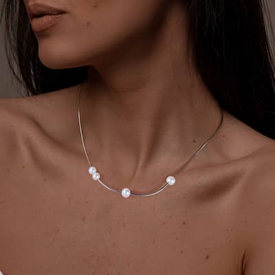 Simple Irregular Natural Freshwater Pearl Collar Chain Necklace detail 6