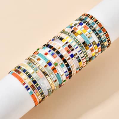 Waterproof Summer Beach Stretch Non Fading Bohemian Miyuki Tila Seed Beads Bracelet detail 2