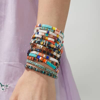 Waterproof Summer Beach Stretch Non Fading Bohemian Miyuki Tila Seed Beads Bracelet detail 3