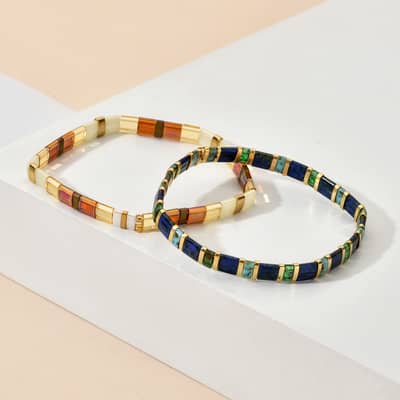 Waterproof Summer Beach Stretch Non Fading Bohemian Miyuki Tila Seed Beads Bracelet detail 5
