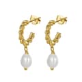 Irregular Baroque Pearl Earrings S925 Sterling Silver Geometric C-Shaped Twisted Drop Earrings 4