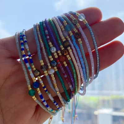Natural Stone Miyuki Bead Beaded Bracelet detail 2