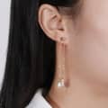 Elegant Long Tassel Pearl Wedding Dangle Earrings 925 Silver Pearl Drop Earrings 5