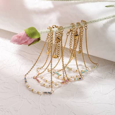 Natural Freshwater Pearl Waterproof Stainless Steel 18K Gold PVD Coated Bracelet detail 4