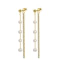 Elegant Long Ear Line Sparkle Zircon Pearl Earrings S925 Silver Needle Stud Earrings 1