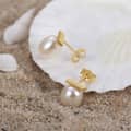 Korean Minimalist Celebrity Style 14K Gold Plated Freshwater Pearl Drop Earrings 4