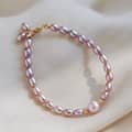 Oval Purple Freshwater Pearl Rise Bead Pearl Chain Bracelet 1