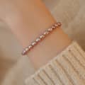 Oval Purple Freshwater Pearl Rise Bead Pearl Chain Bracelet 3