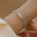 Natural Pearl Cut Faceted Aquamarine Beads Bracelet 1