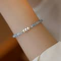 Natural Pearl Cut Faceted Aquamarine Beads Bracelet 2