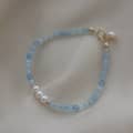Natural Pearl Cut Faceted Aquamarine Beads Bracelet 3