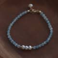 Natural Pearl Cut Faceted Aquamarine Beads Bracelet 4