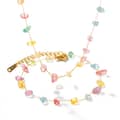Natural Stone Beads Stainless Steel Necklace Bracelet Set Waterproof 18K Gold Plated PVD Coated 1