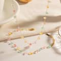 Natural Stone Beads Stainless Steel Necklace Bracelet Set Waterproof 18K Gold Plated PVD Coated 2