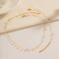 Natural Stone Beads Stainless Steel Necklace Bracelet Set Waterproof 18K Gold Plated PVD Coated 4