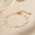 Natural Stone Beads Stainless Steel Necklace Bracelet Set Waterproof 18K Gold Plated PVD Coated 5