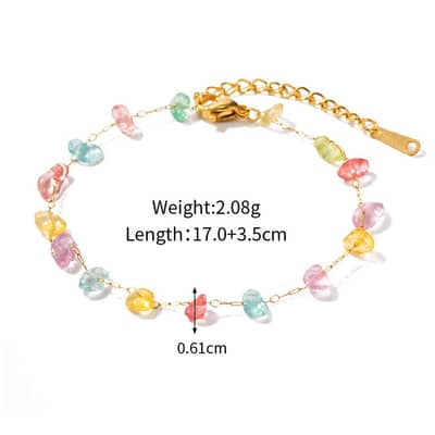 Natural Stone Beads Stainless Steel Necklace Bracelet Set Waterproof 18K Gold Plated PVD Coated detail 6