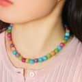 Natural Stone Handmade Beaded Necklace Summer Color Natural Stone Elegant 4