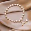 Freshwater Pearl Fish Tail Charm Bracelet Stainless Steel Beads 1