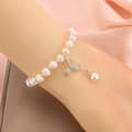 Freshwater Pearl Fish Tail Charm Bracelet Stainless Steel Beads 5