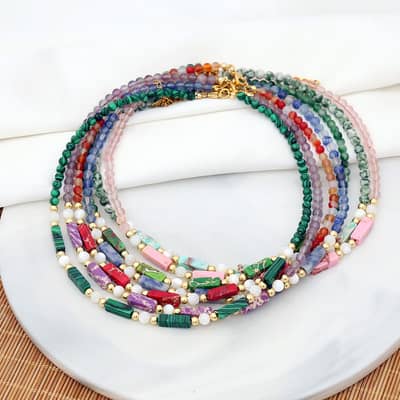 Beaded Necklace Natural Stone Shell Beads Waterproof Stainless Steel detail 1