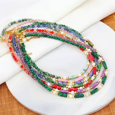 Beaded Necklace Natural Stone Shell Beads Waterproof Stainless Steel detail 2