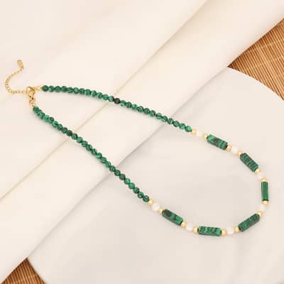 Beaded Necklace Natural Stone Shell Beads Waterproof Stainless Steel detail 4