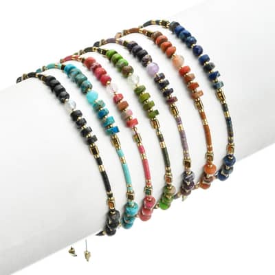 Seed Beads Miyuki Natural Stone Adjustable Bohemian Style Bracelet detail 2