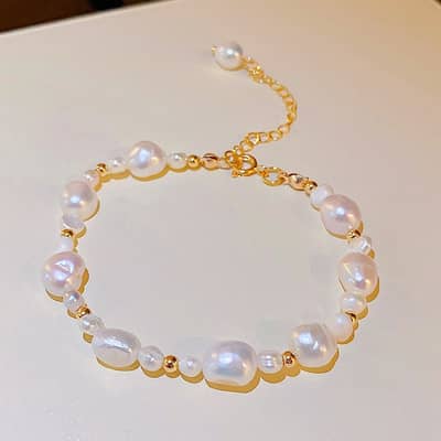 Versatile Simple Beads Baroque Style Adjustable Irregular Natural Pearl Bracelet detail 1