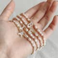 Freshwater Pearl Letter Charm Bracelet Stainless Steel Beads 1