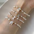 Freshwater Pearl Letter Charm Bracelet Stainless Steel Beads 2