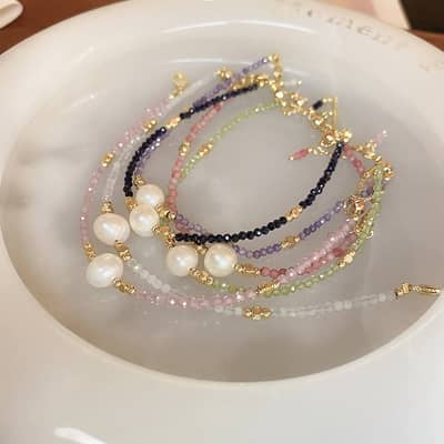Crystal Freshwater Pearl Splicing Bracelet Commuter Pearl Beads detail 4