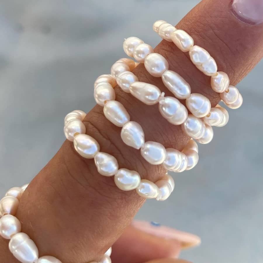 Natural Pearl Irregular Pearl Elastic Adjustable Beads Ring - main