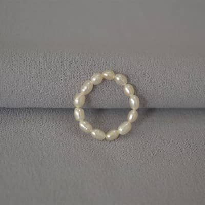 Natural Pearl Irregular Pearl Elastic Adjustable Beads Ring detail 3
