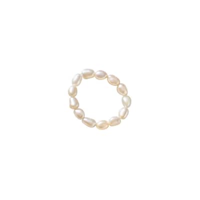 Natural Pearl Irregular Pearl Elastic Adjustable Beads Ring detail 6