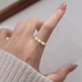 Natural Pearl Ring With Stainless Steel Beads, Adjustable Elasticity, Stackable 4
