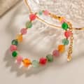 Colorful Natural Stone Beaded Stainless Steel Handmade 18K PVD Coated Waterproof Bracelet 5
