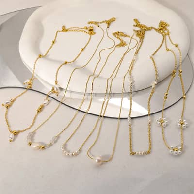 Natural Baroque Pearl Pendant Necklace Set, 925 Sterling Silver Freshwater Pearl detail 1