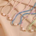 Colorful Beads Freshwater Pearl Necklace Stainless Steel Ball Beaded Party Gift 2