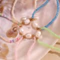 Colorful Beads Freshwater Pearl Necklace Stainless Steel Ball Beaded Party Gift 4